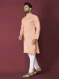 Anaita Orange Solid Soft Jacquard Silk Straight Kurta | Grocsy