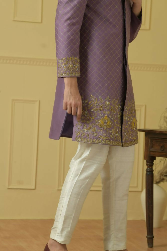 Majestic Purple Marvel Sherwani by Hilo Design | Grocsy