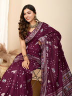 Wine Soft Silk Woven Meenakari Designer Saree - Vedanti | Grocsy