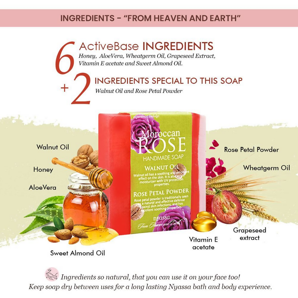 Nyassa Moroccan Rose Soap Walnut Oil & Rose Powder | Grocsy