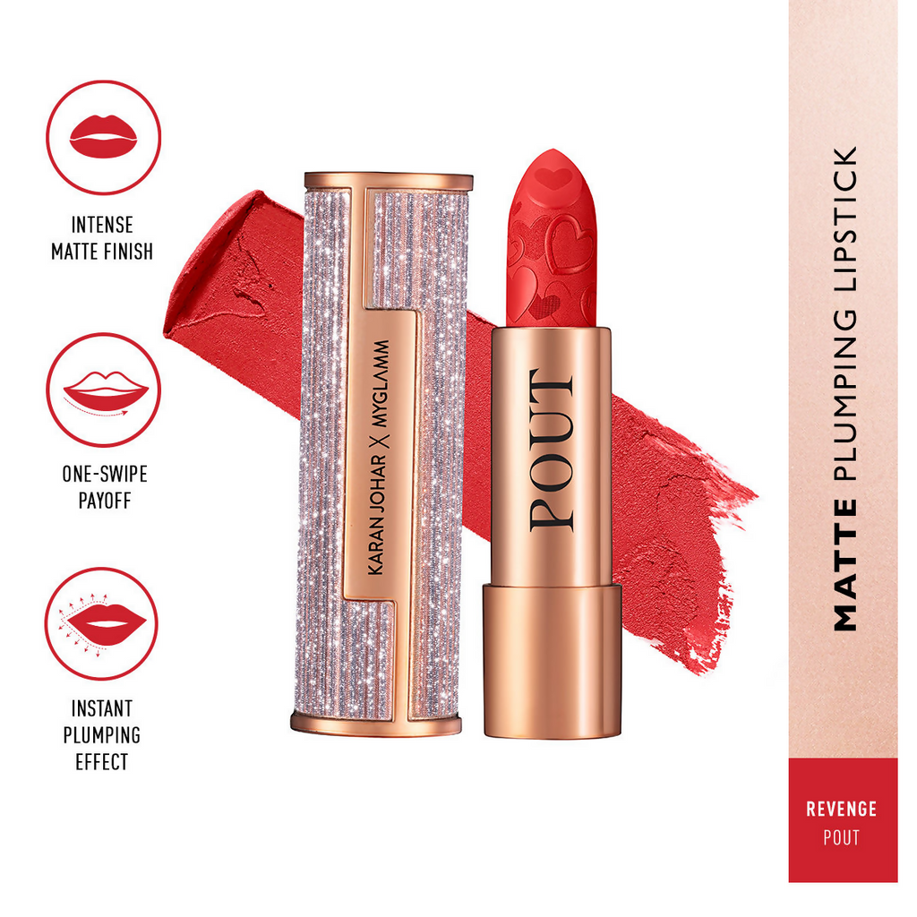 MyGlamm Pout By Karan Johar Intense Matte Plumping Lipstick - Revenge Pout | Grocsy