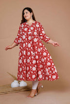 Miravan Women's Plus Size Pure Cotton Floral Printed Anarkali Kurta | Grocsy