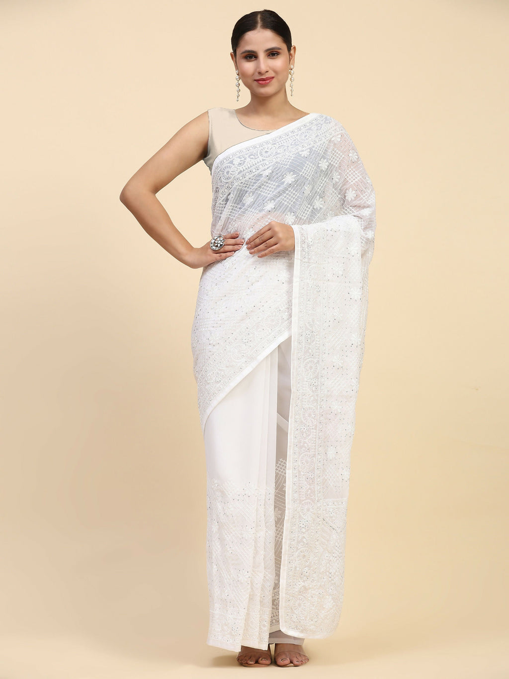 Vamsee Hemangi Georgette Saree | Grocsy