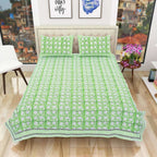 Hand Block Printed Jaipuri Double 90x108 Inches Bedsheet/Bedspread with 2 Pillow Covers | Grocsy