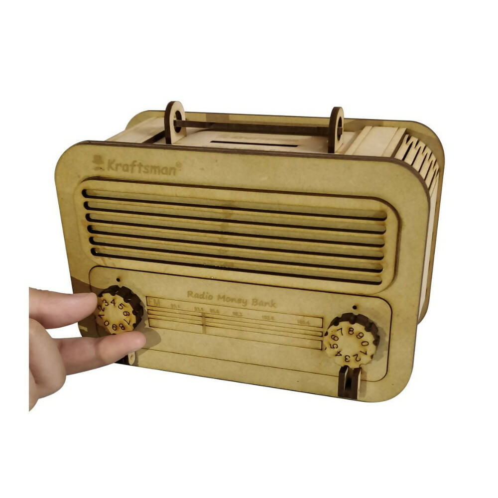 Kraftsman Wooden Money Safe For Kids And Adults | Make In India | Classic Radio Style | Grocsy