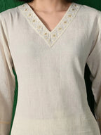 Sangria Embroidered Pure Cotton A-Line Kurta | Grocsy