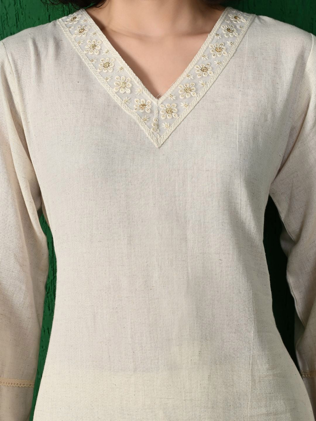 Sangria Embroidered Pure Cotton A-Line Kurta | Grocsy