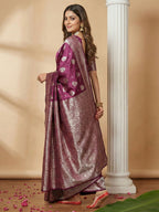 Shree Shyam Fashion Purple Silk Blend Saree | Grocsy