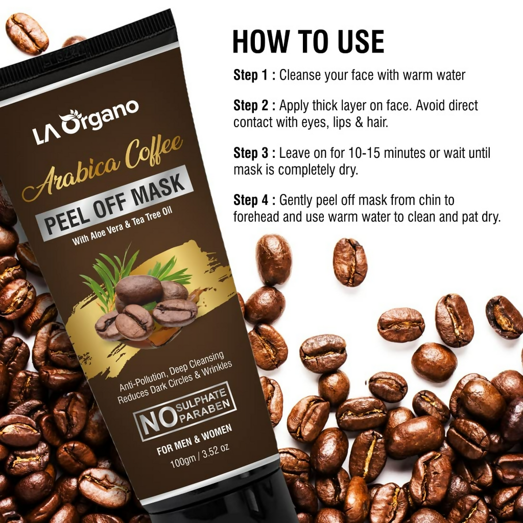 LA Organo Papaya Hydrating Face Gel with Alovera & Vit-E & Arabica Coffee Peel Off Mask Combo | Grocsy