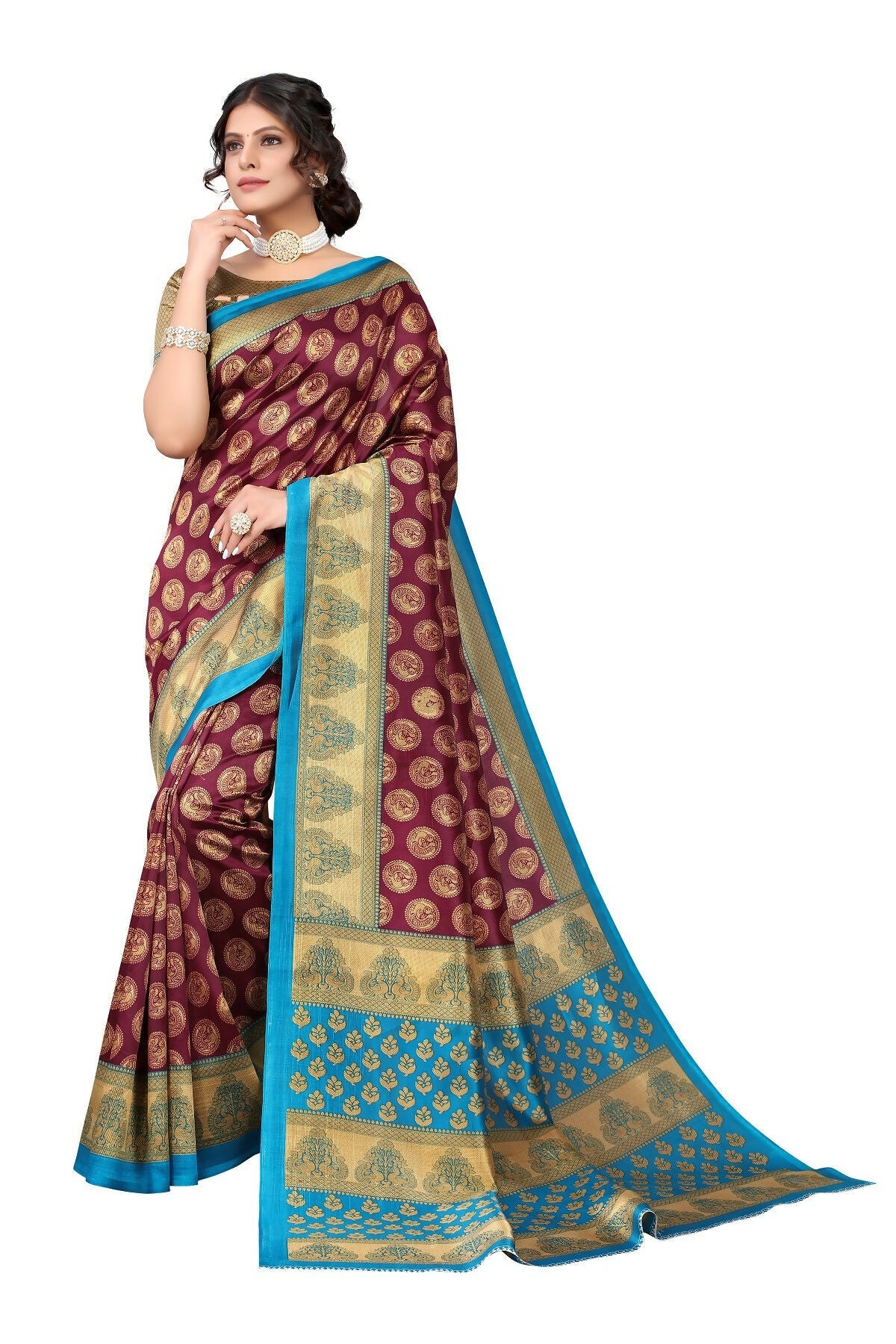 Vamika purple Printed Art Silk Saree | Grocsy