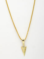 NVR Men's Gold-Polished Arrow-Shaped Pendant With Chain | Grocsy
