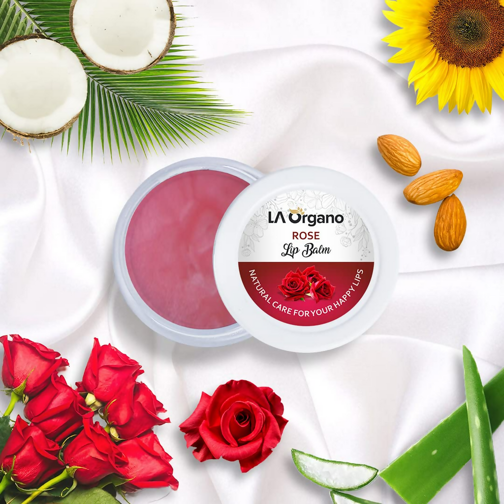 LA Organo Rose Lip Balm For Dry Chapped Lips | Grocsy