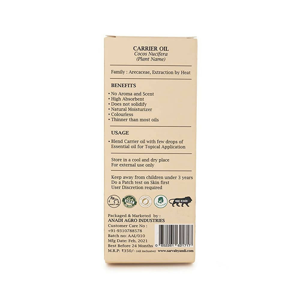 Sarva by Anadi Pure Coconut Carrier Oil | Grocsy