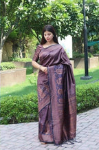 DEIANA'S Beautiful Designer Golden zari Soft Lichi Silk Saree - Purple | Grocsy