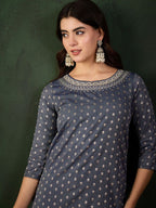 Sangria Embroidered Straight Kurta | Grocsy
