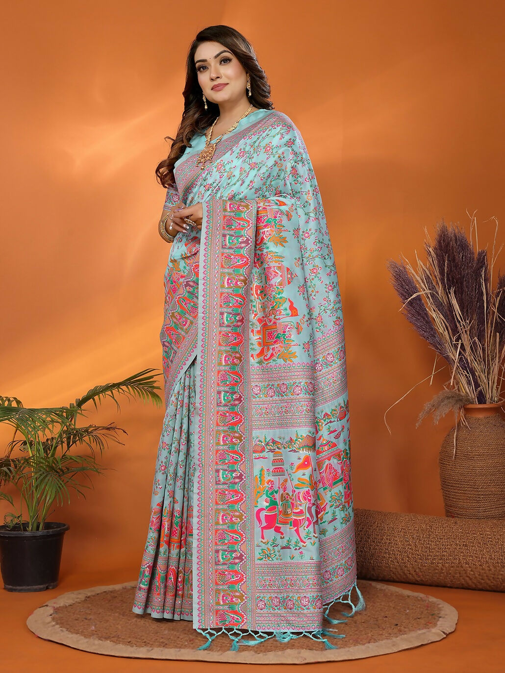 Joban Fashion Rama Meena Weaves Pashmina Sarees | Grocsy
