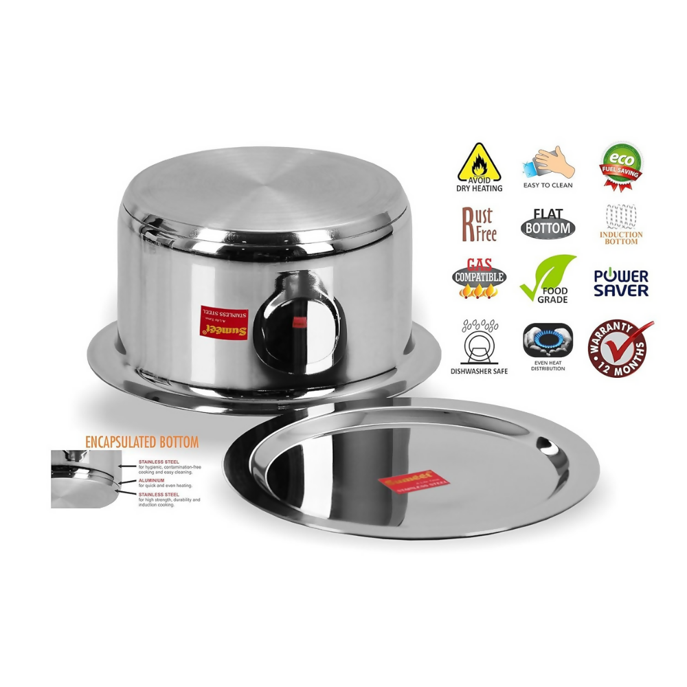 Sumeet Stainless Steel Encapsulated Bottom Induction & Gas Stove Friendly Container | Grocsy