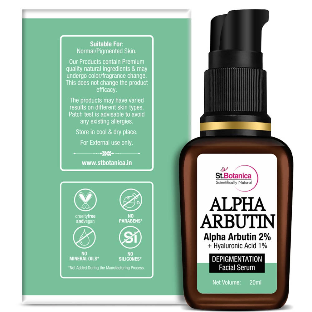 St.Botanica Alpha Arbutin 2% + Hyaluronic Acid 1% Depigmentation Facial Serum | Grocsy