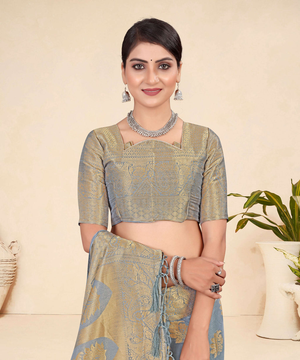 Grey Viscose Weaving Designer Saree - Vandini | Grocsy
