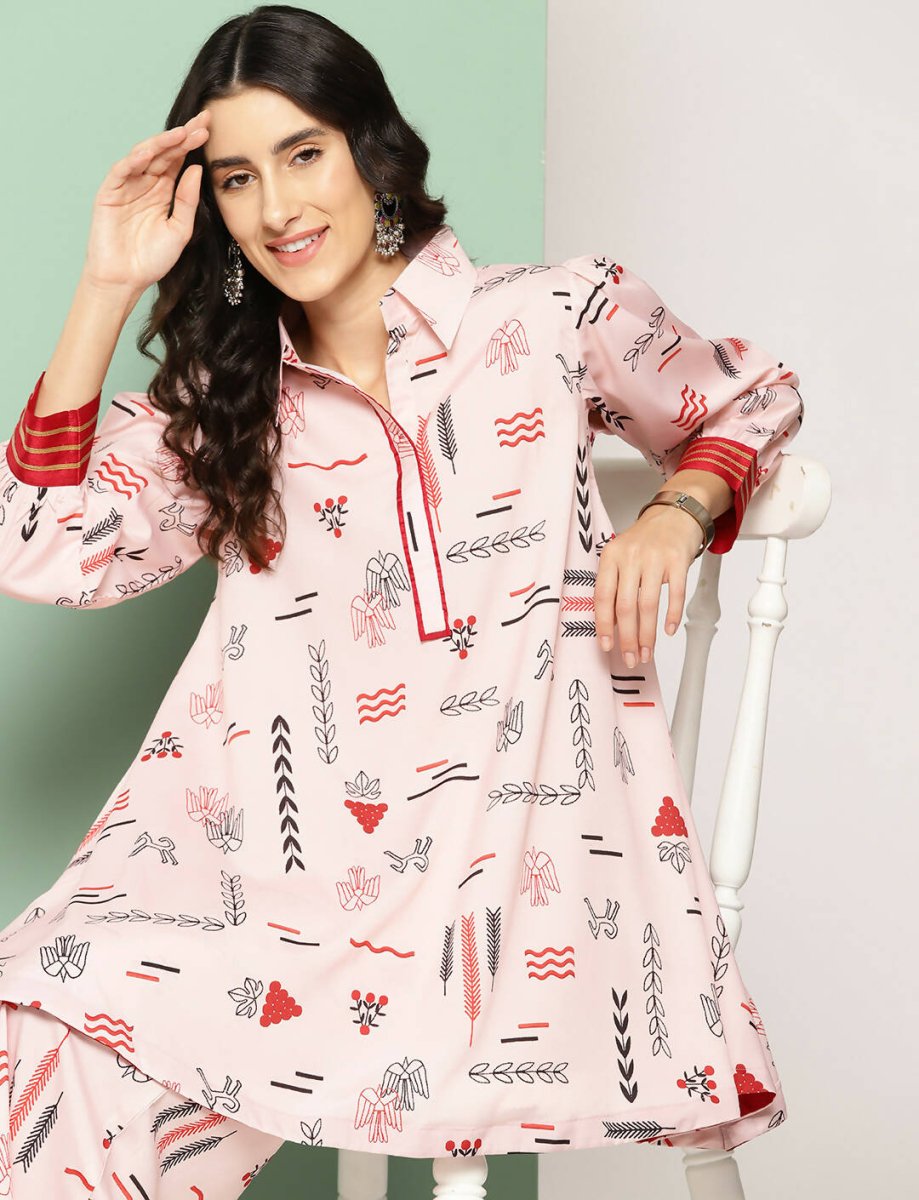 Ahalyaa Women's Traditional Wear Co-ods - Peach | Grocsy