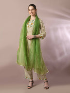Myshka Women's Multi Printed Cotton Straight Party Kurta Set With Dupatta | Grocsy