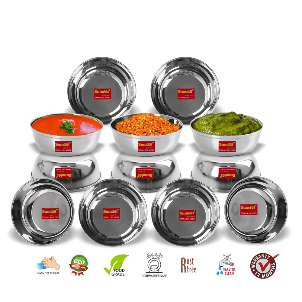 Sumeet Stainless Steel Heavy Gauge Bowl Wati Set - 200 ml | Grocsy