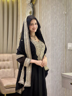 Teeya Creation Black Color Faux Georgette Embroidery Work Long Party Wear Gown | Grocsy