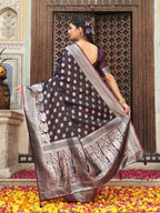 Shree Shyam Fashion Wine Silk Saree | Grocsy