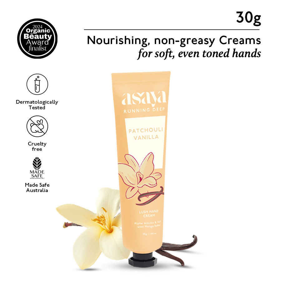 Asaya Patchouli Vanilla Hand Cream Softens Dry, Rough Hands For Men & Women | Grocsy