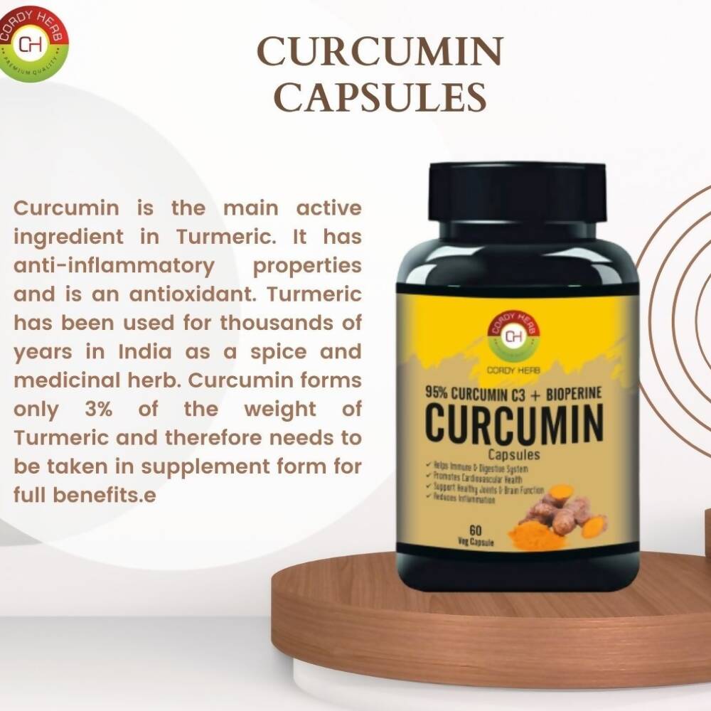 Cordy Herb Curcumin With Bioperine Extract Capsules | Grocsy