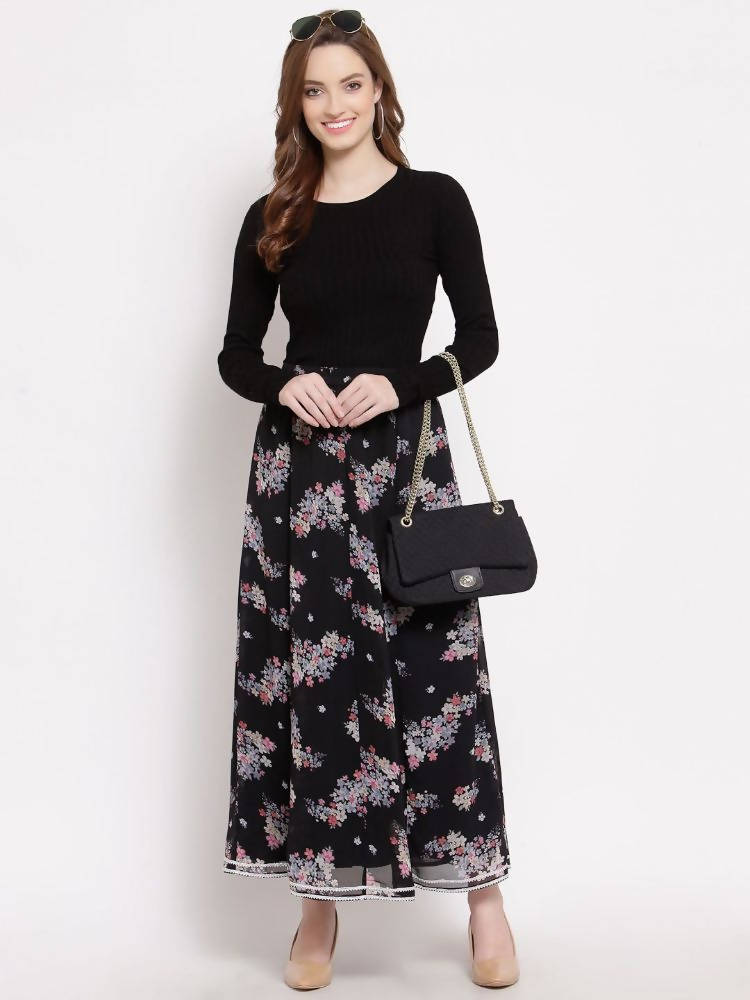 Myshka Women's Multi Georgette Na Na Printed Casual Skirt | Grocsy