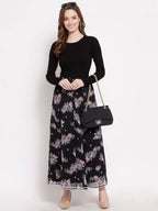 Myshka Women's Multi Georgette Na Na Printed Casual Skirt | Grocsy