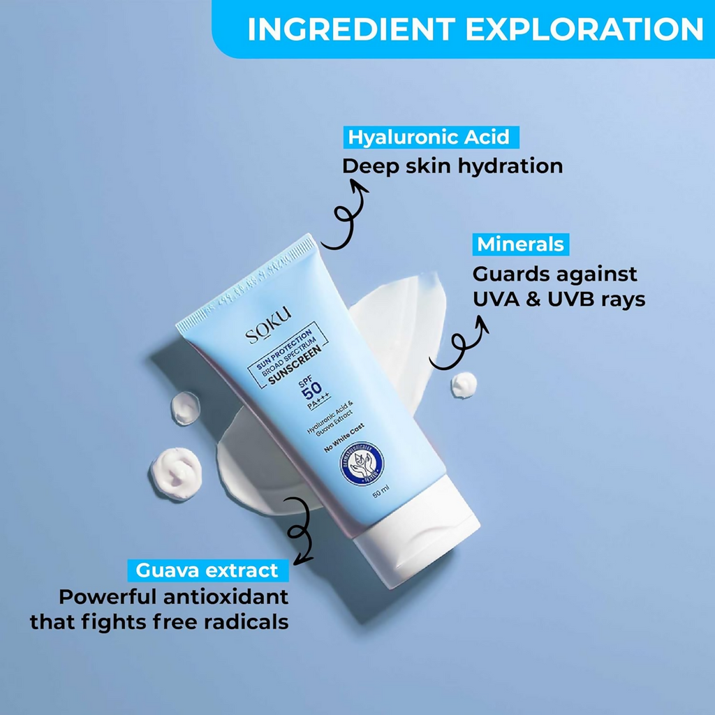 SOKU Sun Protection Broad Spectrum Sunscreen SPF 50 PA+++ | Grocsy