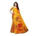Vamika Printed Jute Silk Yellow Saree (Leo Yellow) | Grocsy