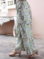 Blue Rayon Paisley Printed Top with Matching Bottom - Eesha | Grocsy