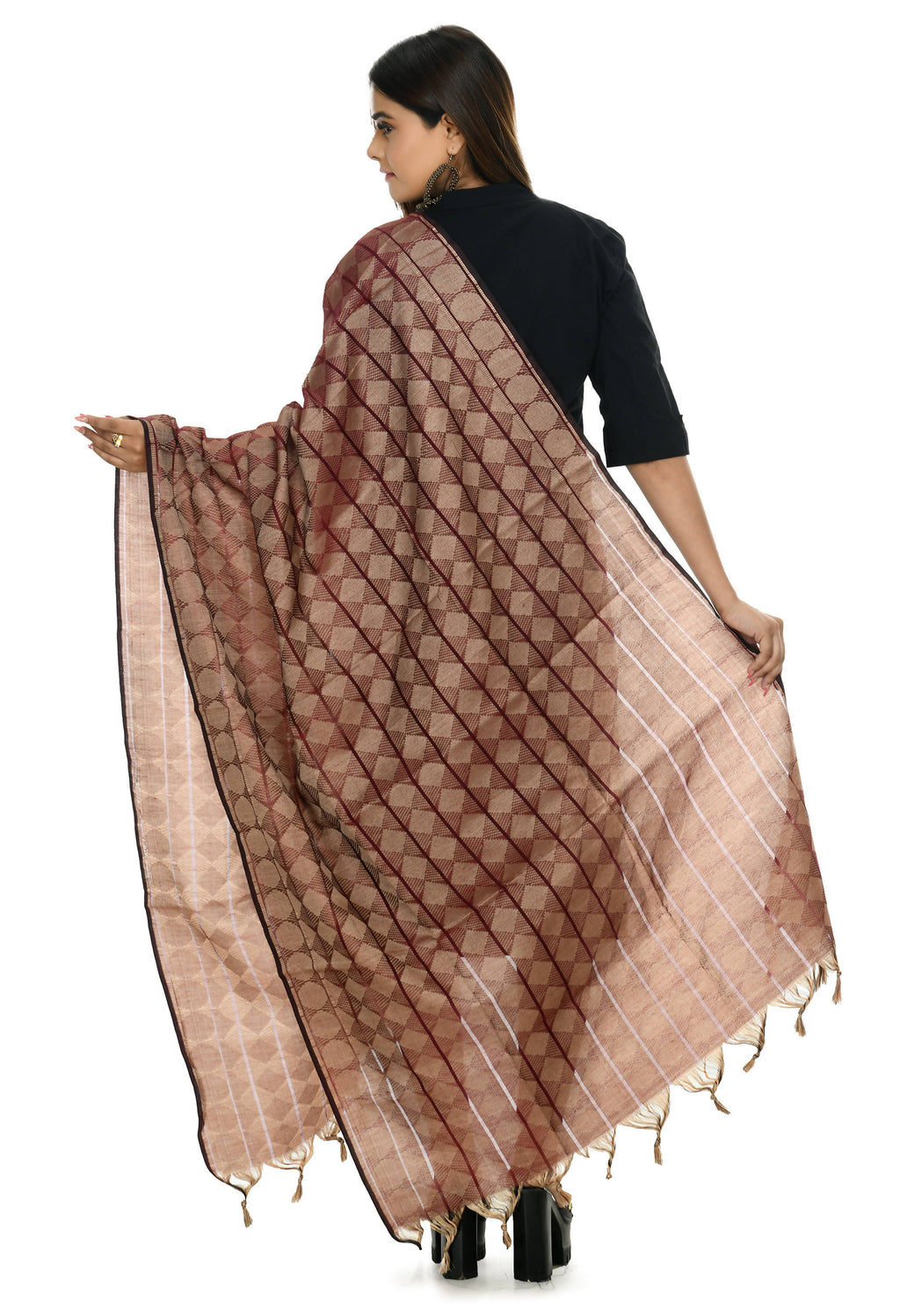 Mominos Fashion Moeza Handloom Cotton Maroon Dupatta | Grocsy
