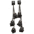 MS Fashion India Antique Kashmiri Black Color Long Hangings Chains Jhumkas Pearls Earrings | Grocsy