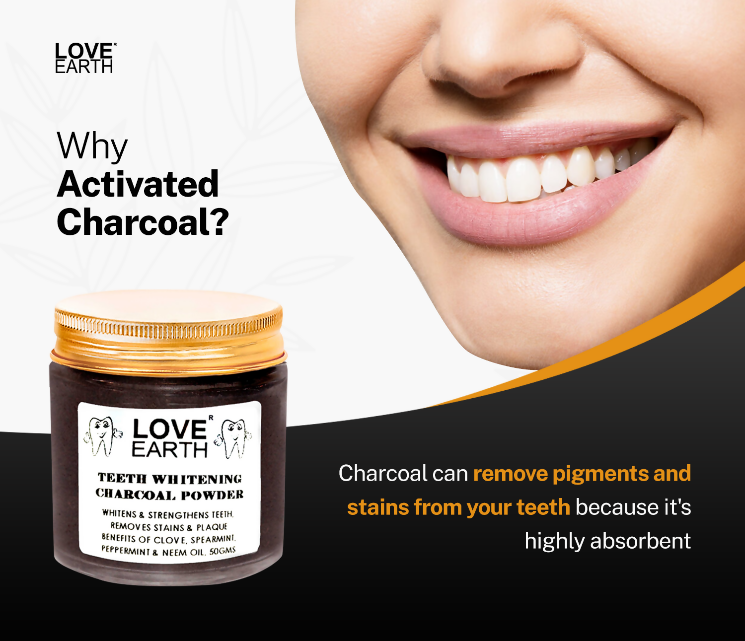 Love Earth Teeth Whitening Charcoal Powder | Grocsy