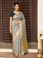 Shree Shyam Fashion Grey Cotton Saree | Grocsy