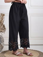 TAG 7 Women Floral Hem Design Flared Ethnic Palazzos | Grocsy