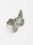 NVR Women's Silver-Toned Butterfly Shape Adjustable Finger Ring | Grocsy