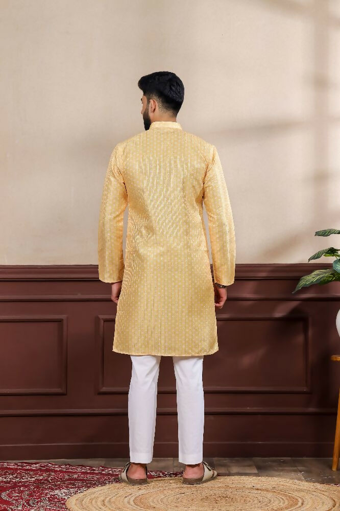 Yellow Art Silk Digital Printed, Embroidery Work Kurta Set - Mahotsav | Grocsy