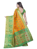 Vamika Banarasi Cotton Silk Yellow Weaving Saree | Grocsy