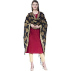 A R Silk Women's Zari Embroidery Vanarsi Silk Black Dupattas and Chunnis | Grocsy