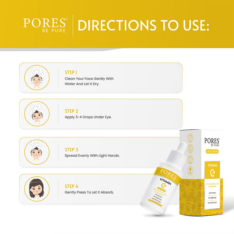 Pores Be Pure Vitamin C Serum With Ethyl Ascorbic Acid & Hyaluronic Acid | Grocsy