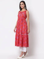 Myshka Cotton Printed Sleeveless Round Neck Casual Women's Dress | Grocsy