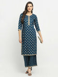 Rudra Bazaar Stright Gold Printed Kurti With Palazzo | Grocsy