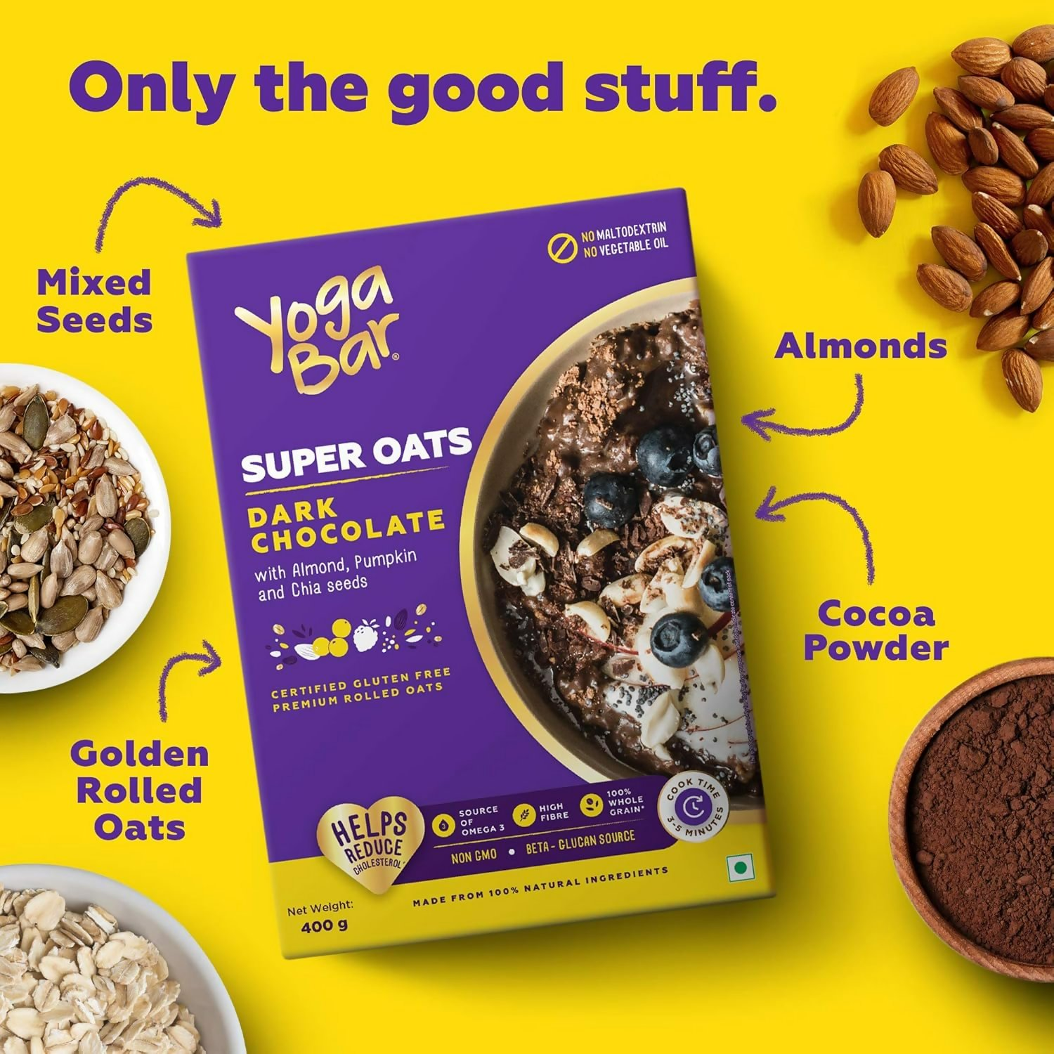 Yoga Bar Multigrain Energy Snack Bars - Dark Chocolate Flavour Premium Super Oats Combo | Grocsy