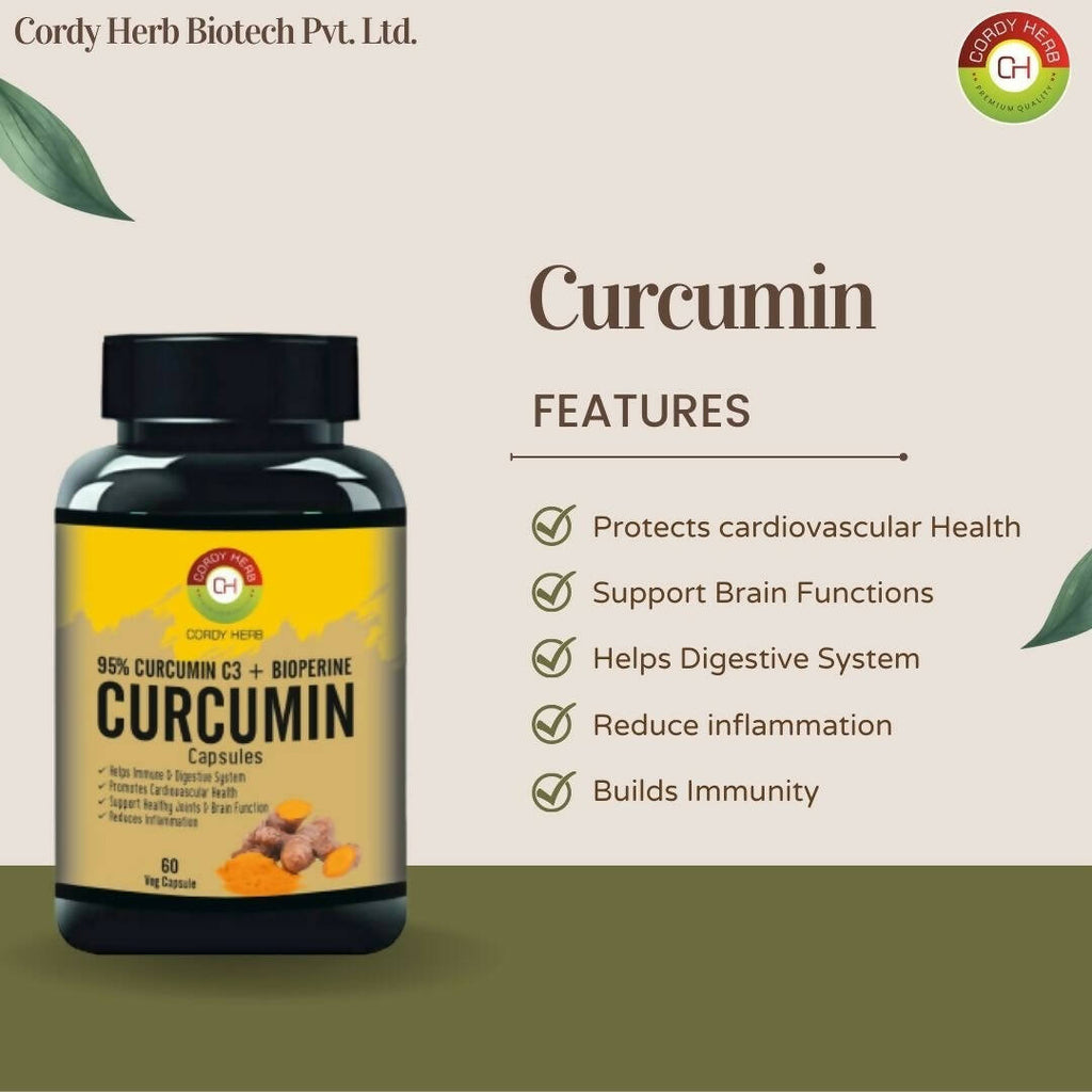 Cordy Herb Curcumin With Bioperine Extract Capsules | Grocsy