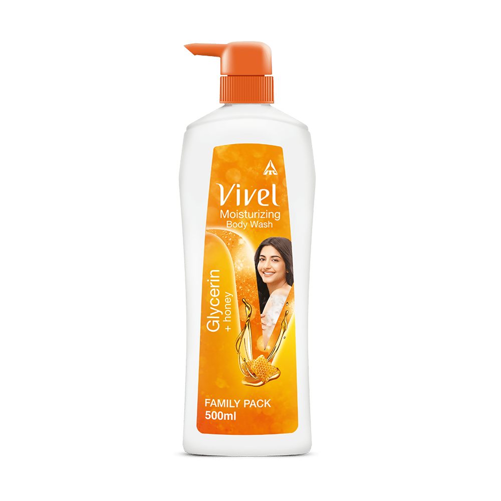 Vivel Moisturizing Body Wash Glycerin & Honey Pump Bottle Shower Gel for Soft Glowing Skin | Grocsy